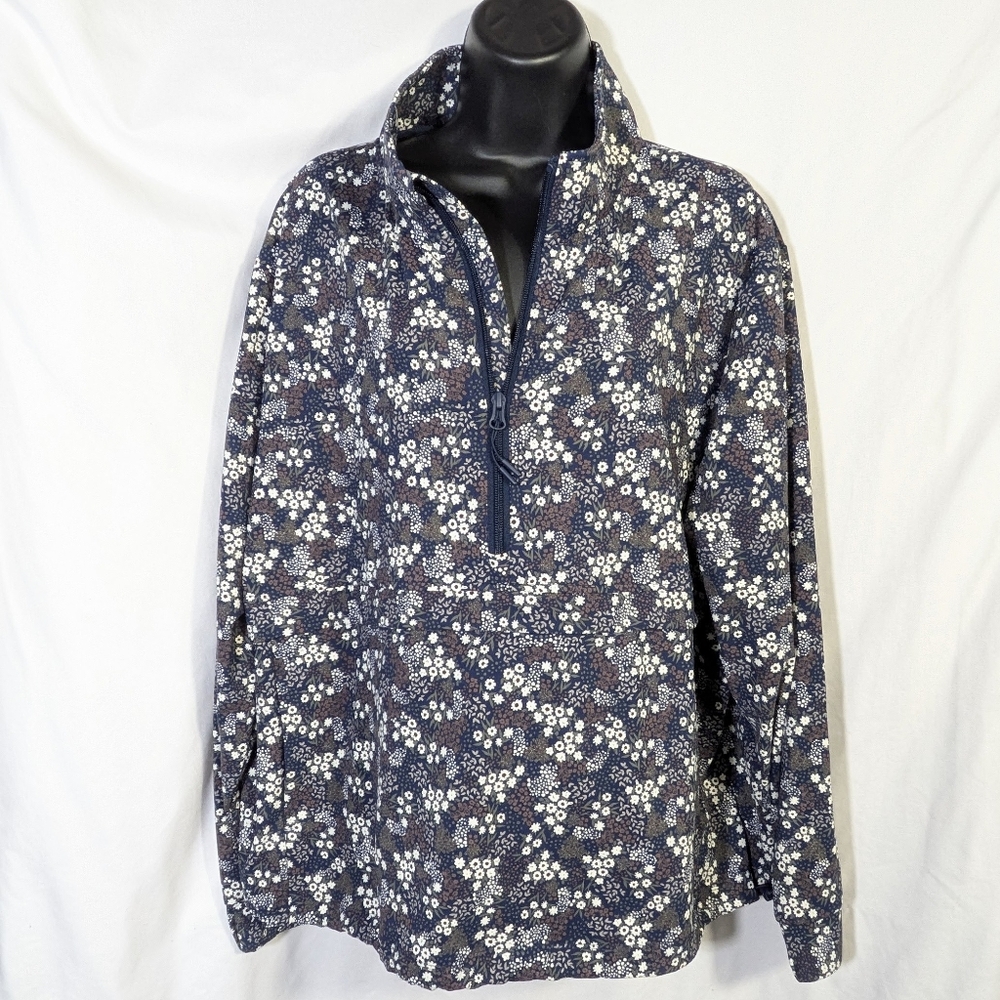 Member's Mark Women's Travel Pullover Floral Print 1/4 Zip Jacket Casual Sz XL
